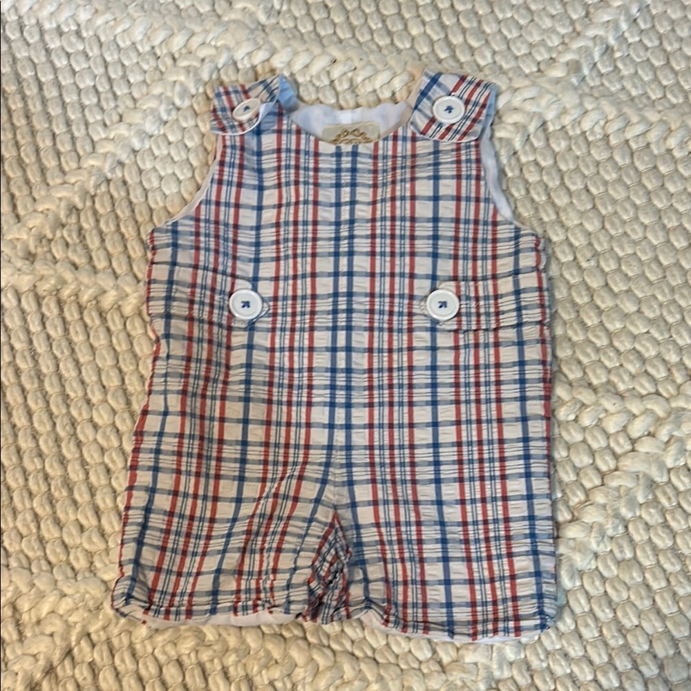 The Beaufort Bonnet Company Red and Blue Plaid Romper